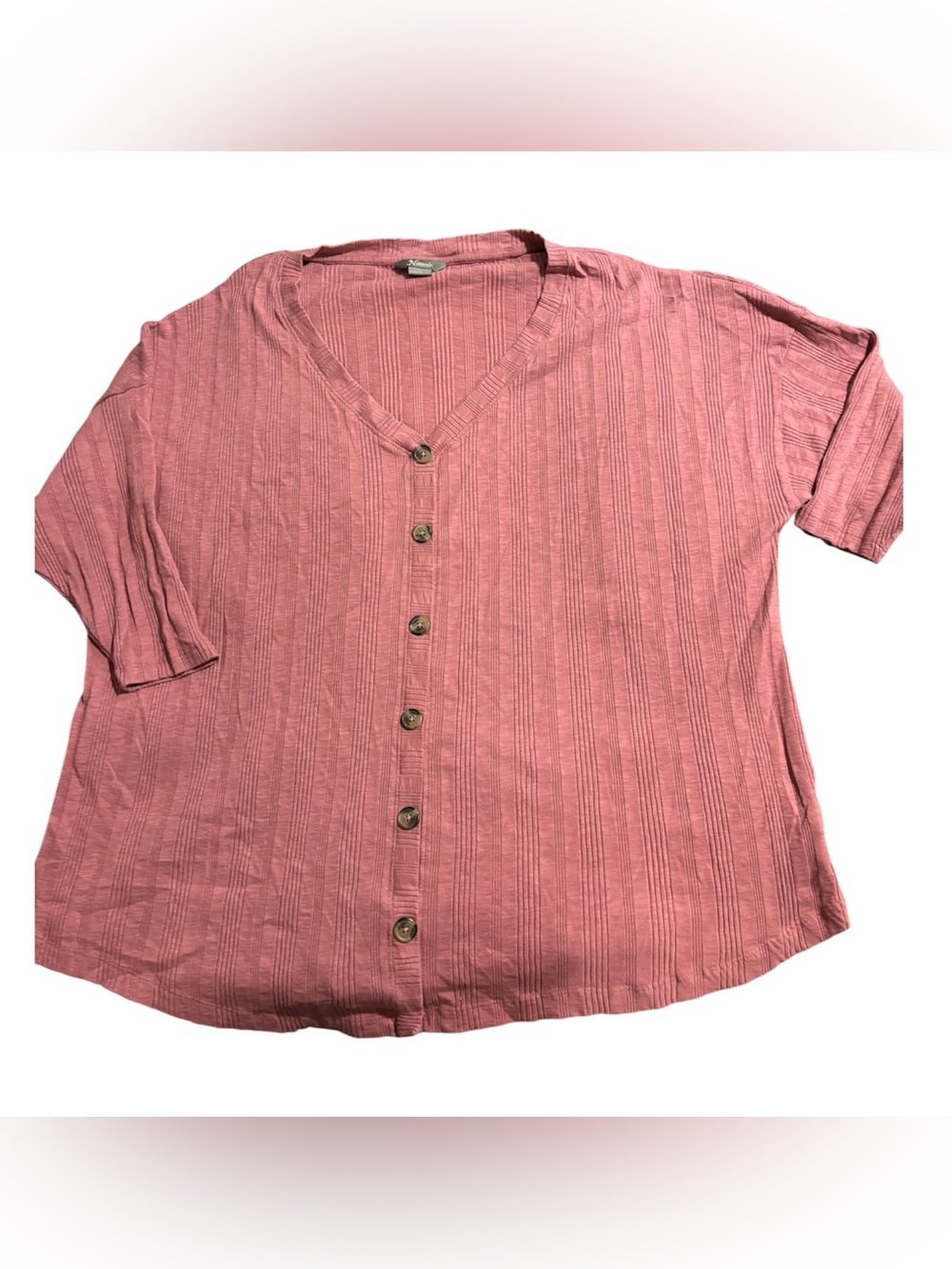 🧳Women’s Button-Front V-Neck Top in Dusty Rose